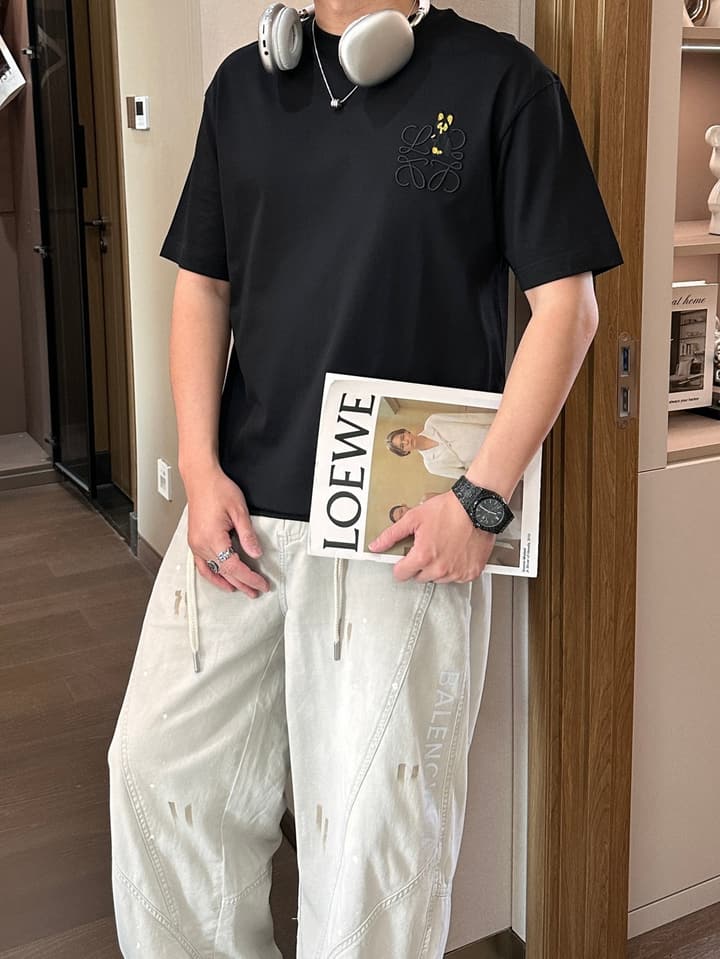 Loewe Logo Mercerized Cotton T-Shirt – 2026 Spring/Summer Collection in Black