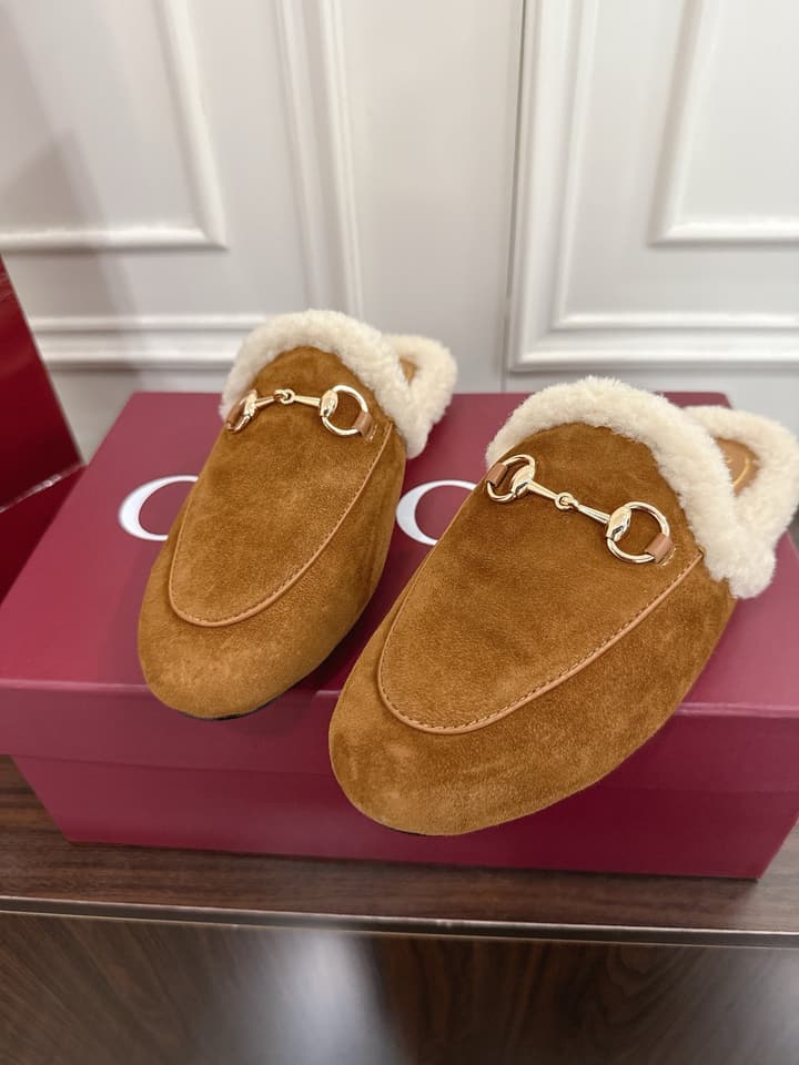 Gucci Princetown Merino Wool Mules in Black Suede With Silver Hardware