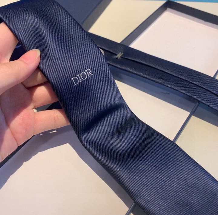 Dior Men's Logo Jacquard Tie in Deep Navy