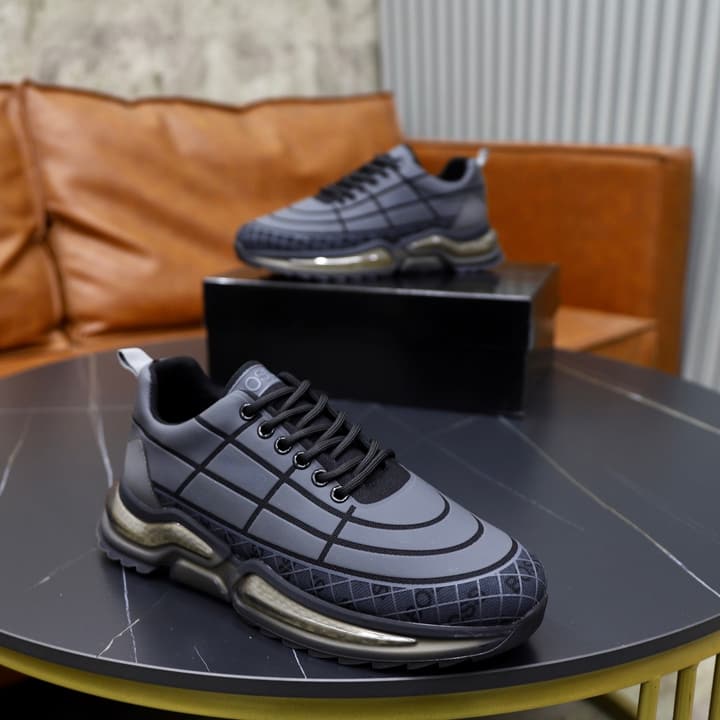 Boss Men's Knit Sport Sneakers in Grey
