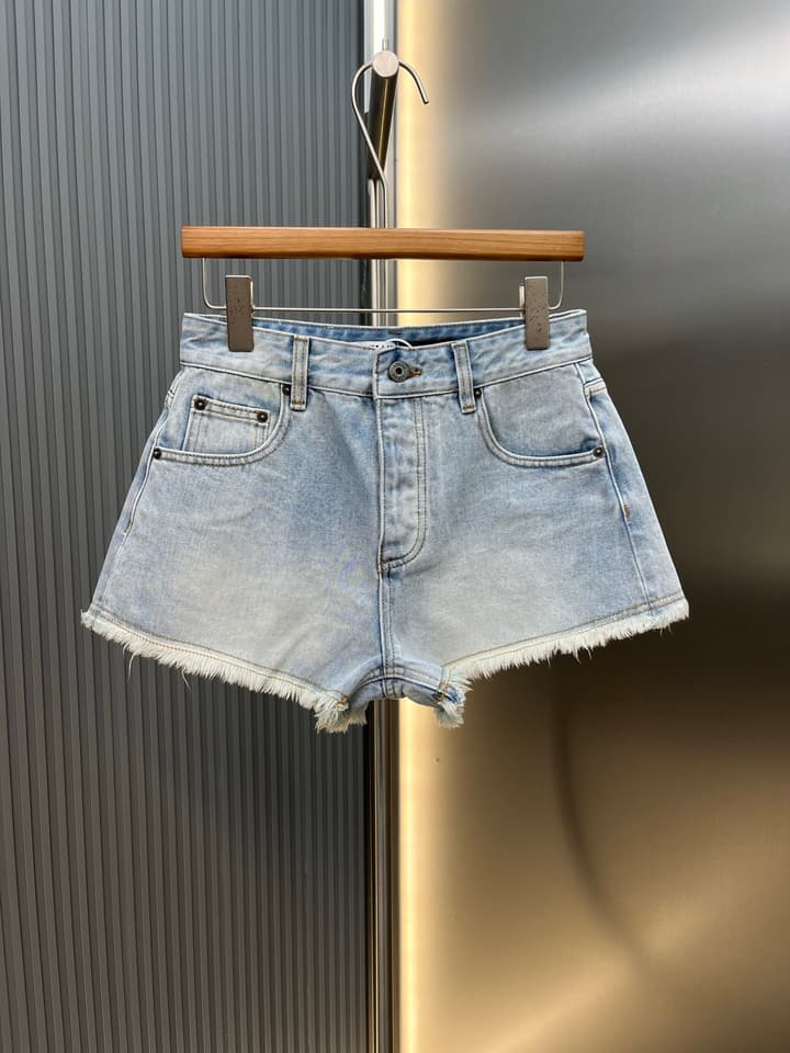 Loewe Anagram Embroidered Denim Shorts in Light Blue