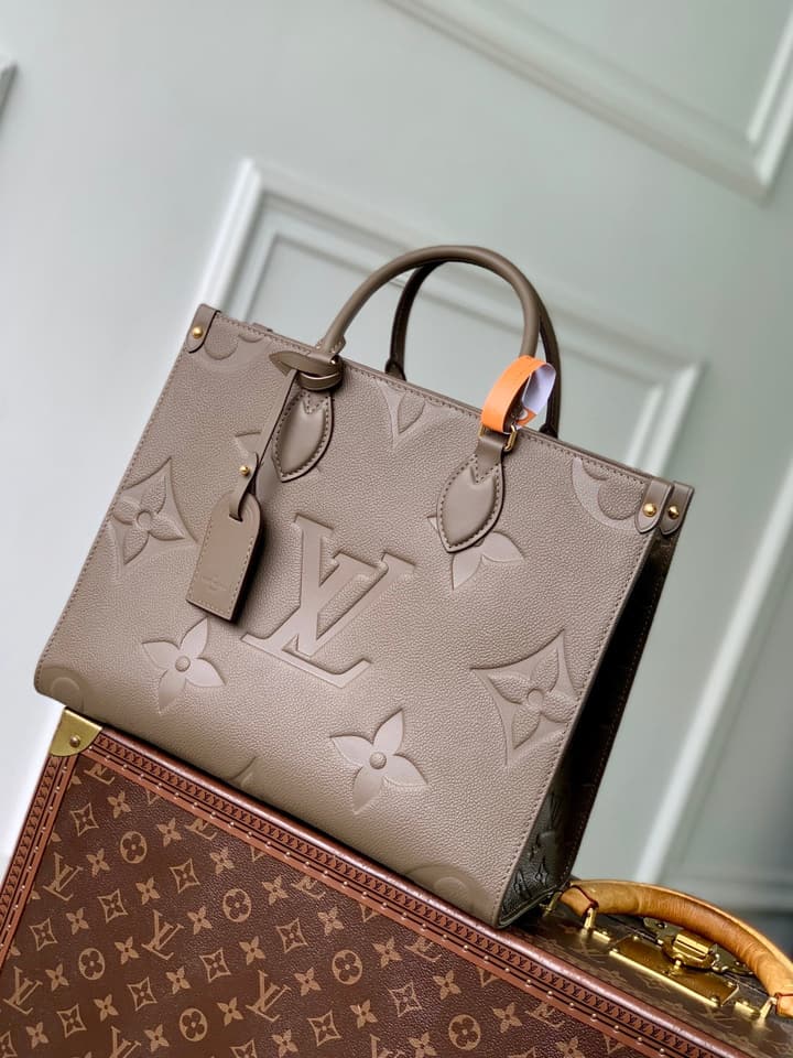 Louis Vuitton Onthego Monogram Tote in Taupe Monogram Empreinte