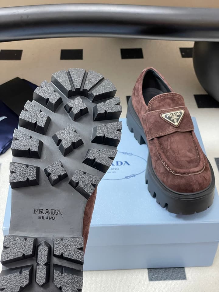 Prada Thick-Soled Platform Loafers – 25FW in Deep Gloss Black