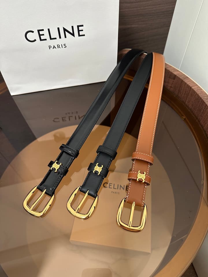 Celine Vivienne Taurillon 25mm Belt in Black Taurillon Leather