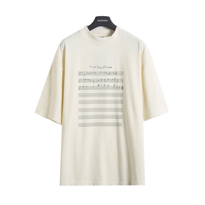 Balenciaga Musical Note Washed Distressed T-Shirt – 26SS in Washed Apricot