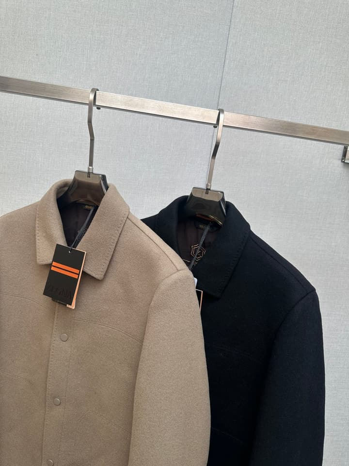 Zegna Italian Luxury Wool Coat in Camel Beige