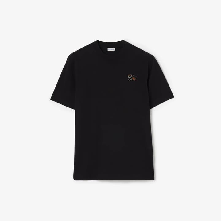 Burberry EKD Embroidered Cotton T-Shirt in Black