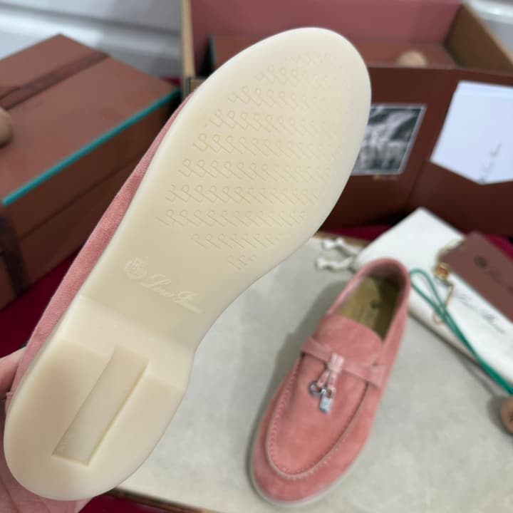 Loro Piana Summer Charms Walk Loafers – Kids Collection in Dusty Lavender Pink