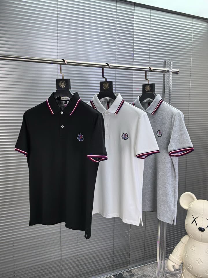 Moncler Embroidered Logo Pique Cotton Polo Shirt – Spring/Summer Collection – 2026SS in Black