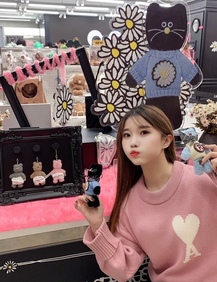 AMI Paris Heart Letter Knit Sweater in Pink