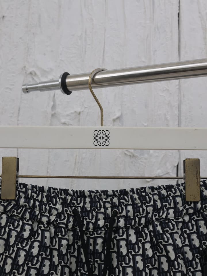 Dior Gold Taffeta Jacquard Oblique Shorts – 2025 in Navy Blue