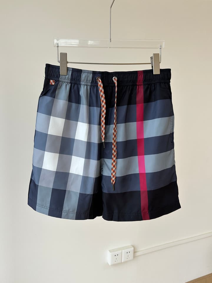 Burberry Plaid Drawstring Swim Trunks – Summer Collection in Beige