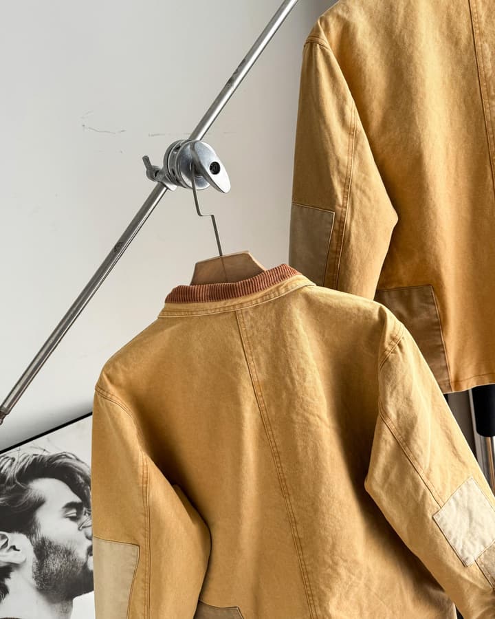 Ralph Lauren Barn Washed Distressed Jacket – 2025 Spring New in Classic Mustard Tan