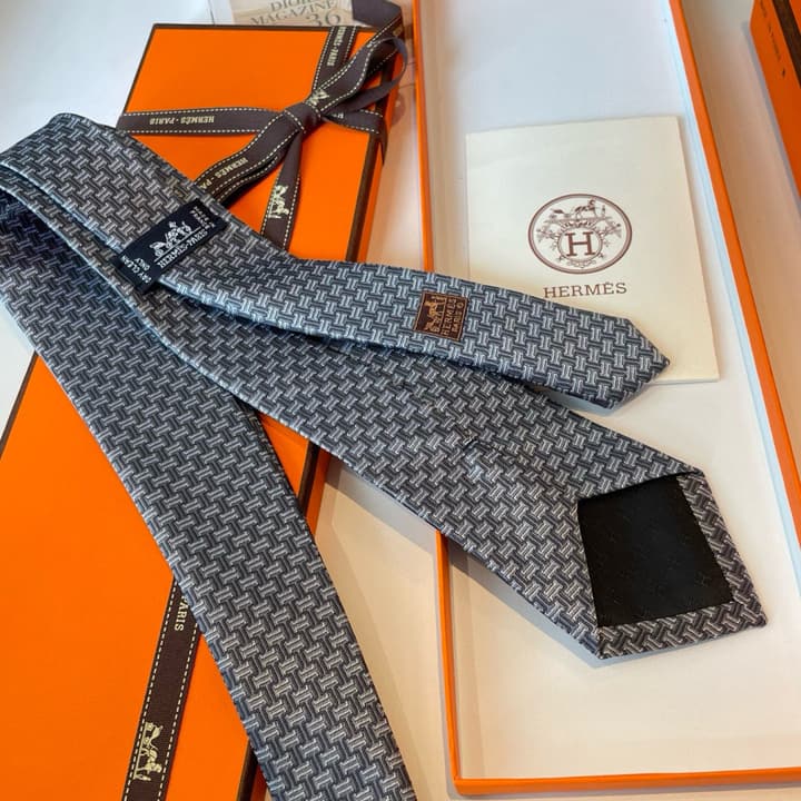 Hermès Philippe Mouquet Men's Tie in Cool Grey Patterned