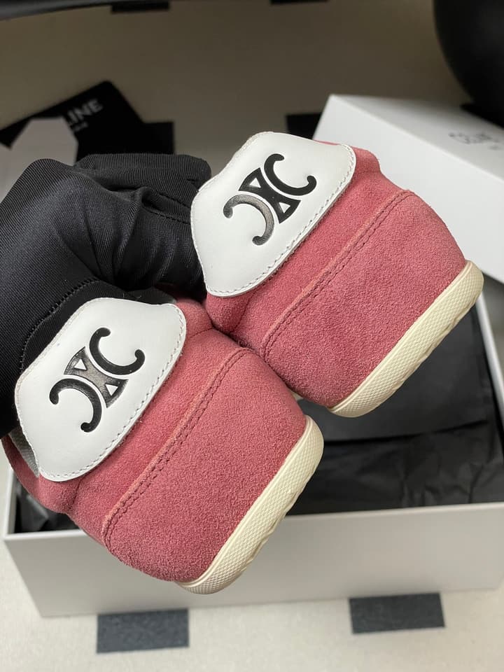 Celine Jogger Triomphe Low-Top Sneakers – 25SS Collection in Dark Green Suede