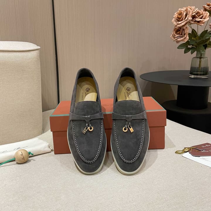 Loro Piana Summer Charms Walk Moccasin Loafers in Bright Orange Leather