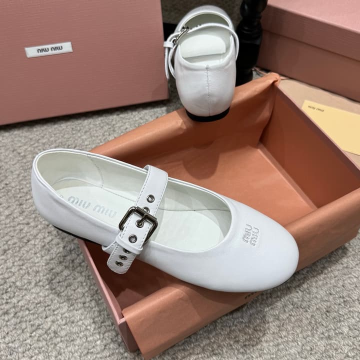 Miu Miu Pointed-Toe Mary Jane Ballet Flats – 2026 Runway Collection