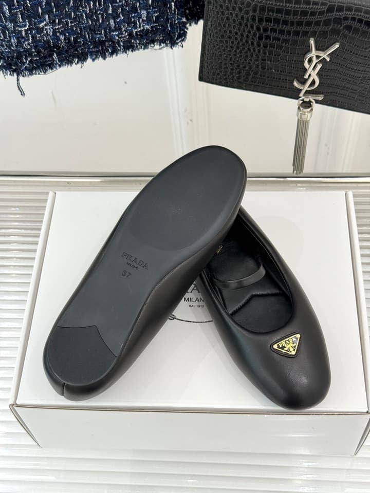 Prada Classic Mary Jane Flats in Cream