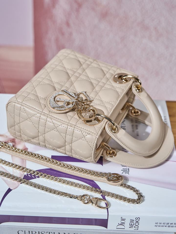 Dior Classic Lady Lambskin Handbag in Blush Pink