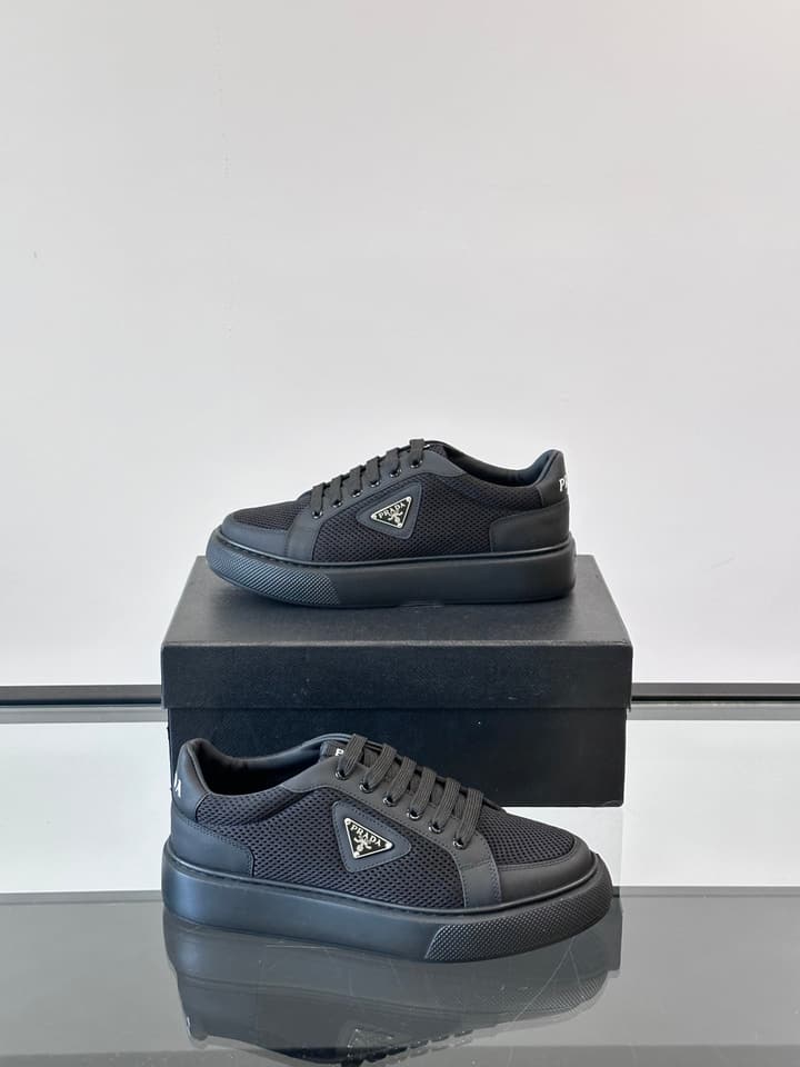 Prada Transparent Rubber-Sole Leather Sneakers