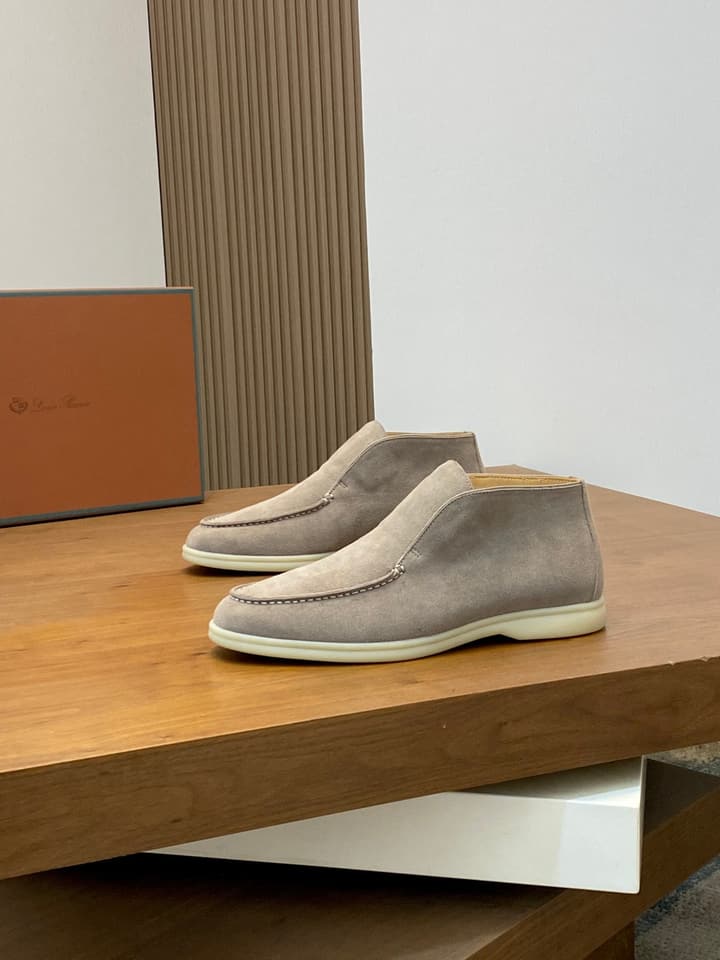 Loro Piana Suede Leather Slip-On Loafers in Camel Tan Suede