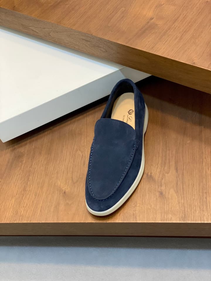 Loro Piana Suede Leather Slip-On Loafers in Black Suede