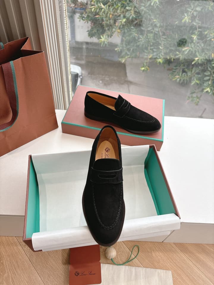 Loro Piana Loafers in Black Suede