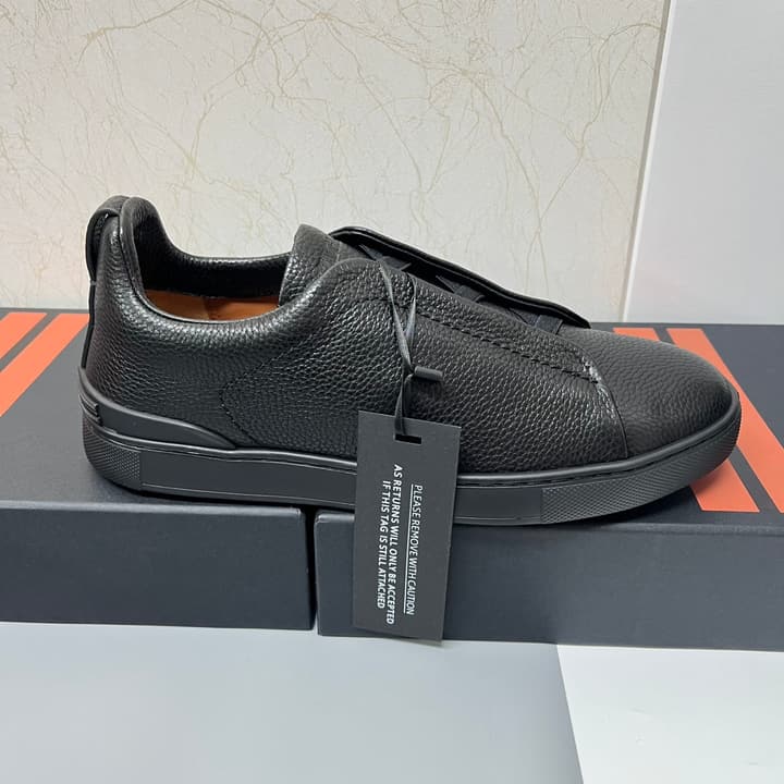 Zegna SECONDSKIN Triple Stitch™ Casual Sneakers in Monochromatic Black