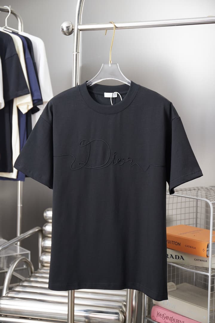 Dior Embroidered Logo Print T-Shirt – 25SS Early Spring Collection in Black