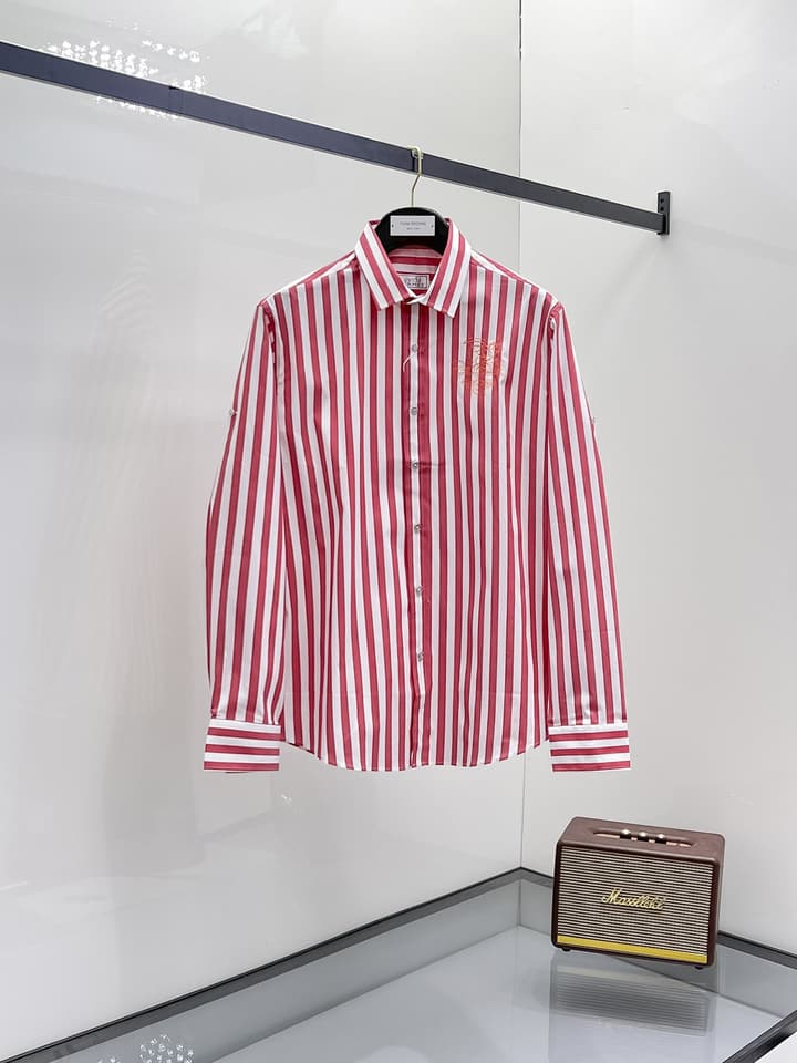 Hermès Long-Sleeve Shirt in Light Blue Striped