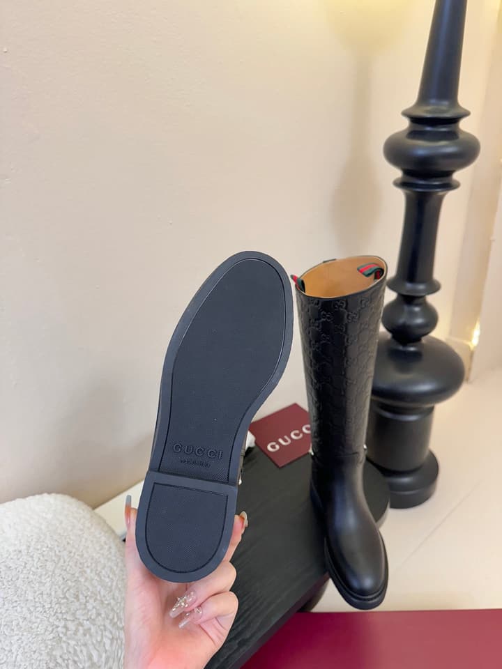 Gucci Runway Velvet Boots in Black Suede