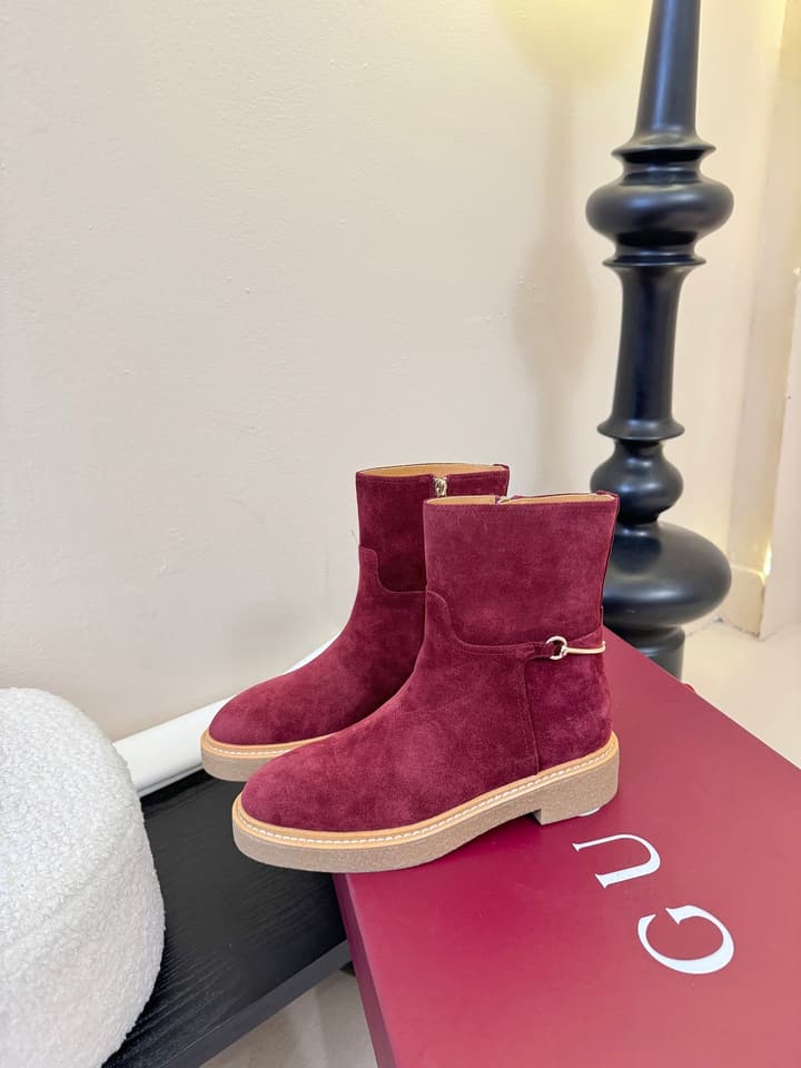 Gucci Runway Suede Boots in Taupe Suede