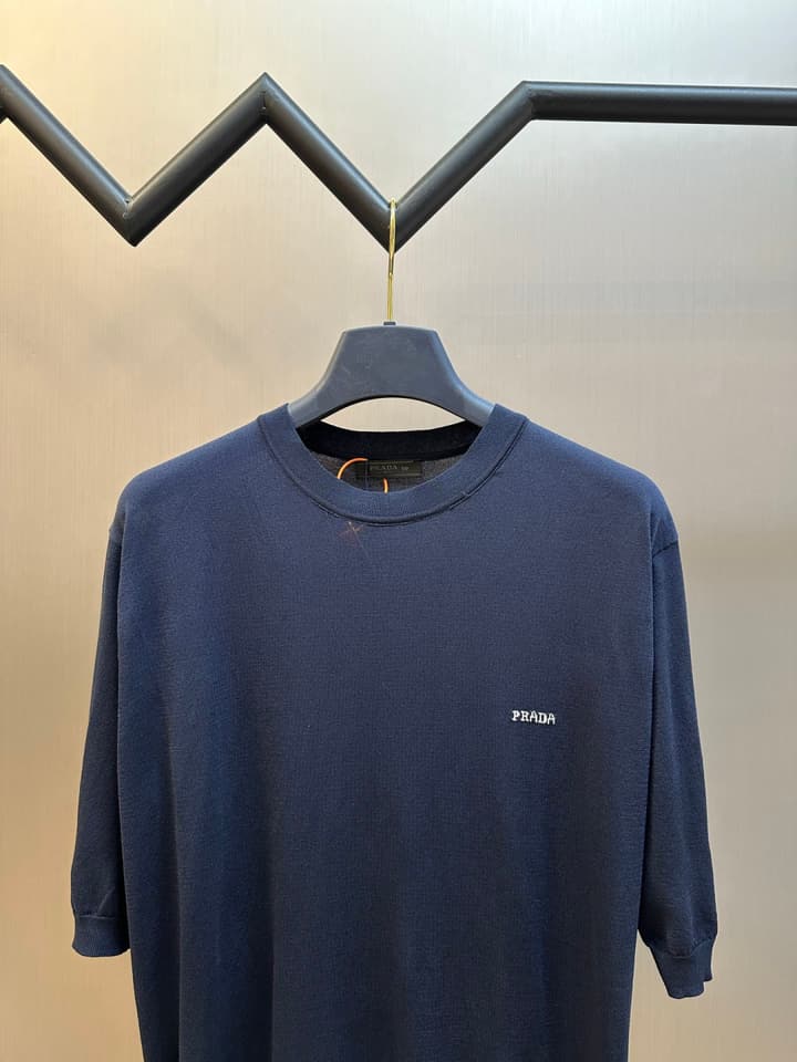 Prada Jacquard Short-Sleeve Sweater