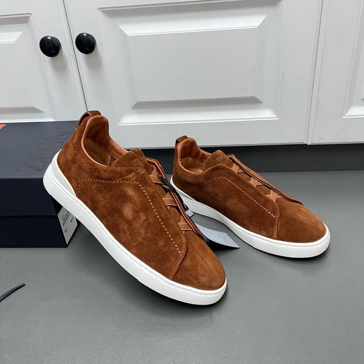 Zegna Triple Stitch Suede Low-Top Sneakers
