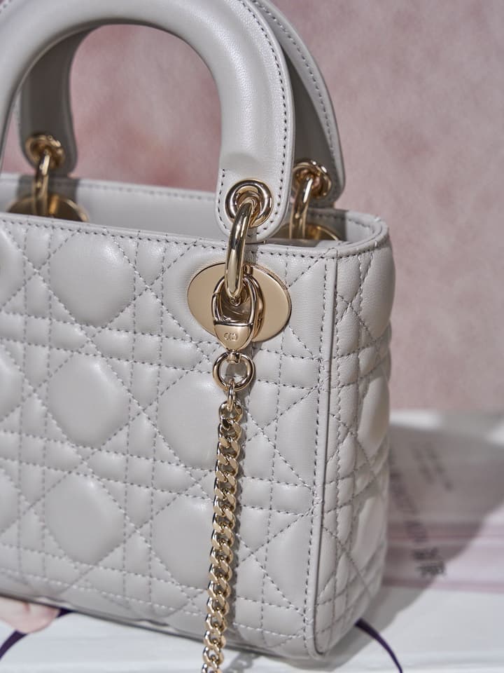 Dior Classic Lady Lambskin Handbag in Blush Pink