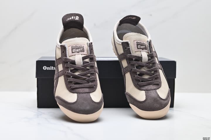 Onitsuka Tiger NIPPON MADE Mexico 66 Deluxe Sneakers in Beige And Dark Brown