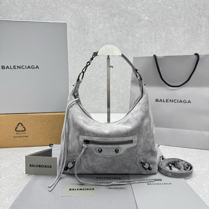 Balenciaga Le City Hobo Bag – Small in Frosted Grey