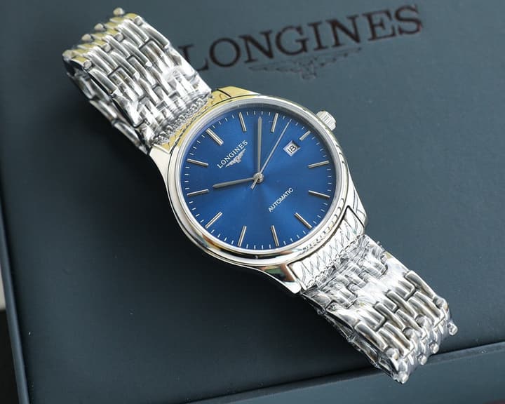 Longines Elegant Collection 39mm Mechanical Watch in Stainless Steel With Blue Dial