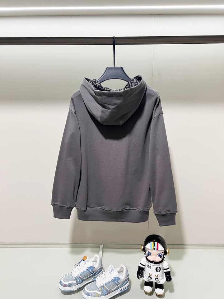 Fendi FF Patch Logo Cotton Hoodie in Black Hooded Sweatshirt
