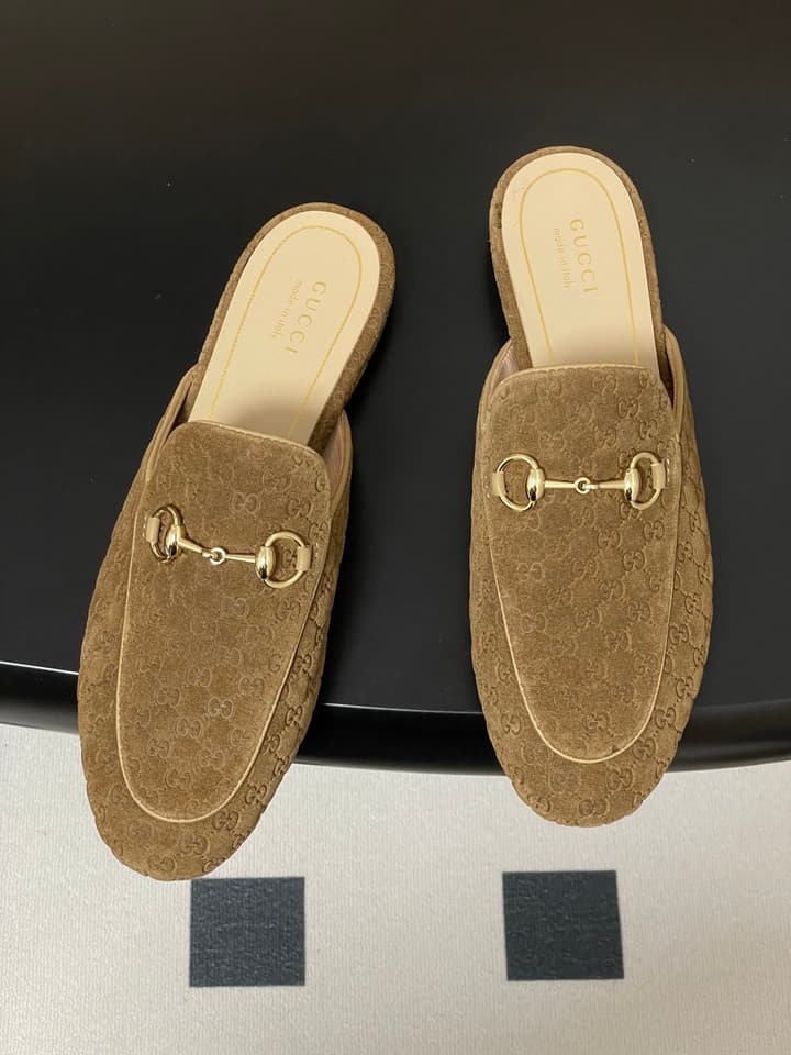 Gucci Princetown Double G Suede Mules – 2025 Fall Collection in Black Suede With Silver Hardware