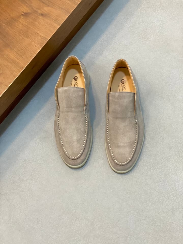 Loro Piana Suede Leather Slip-On Loafers in Camel Tan Suede