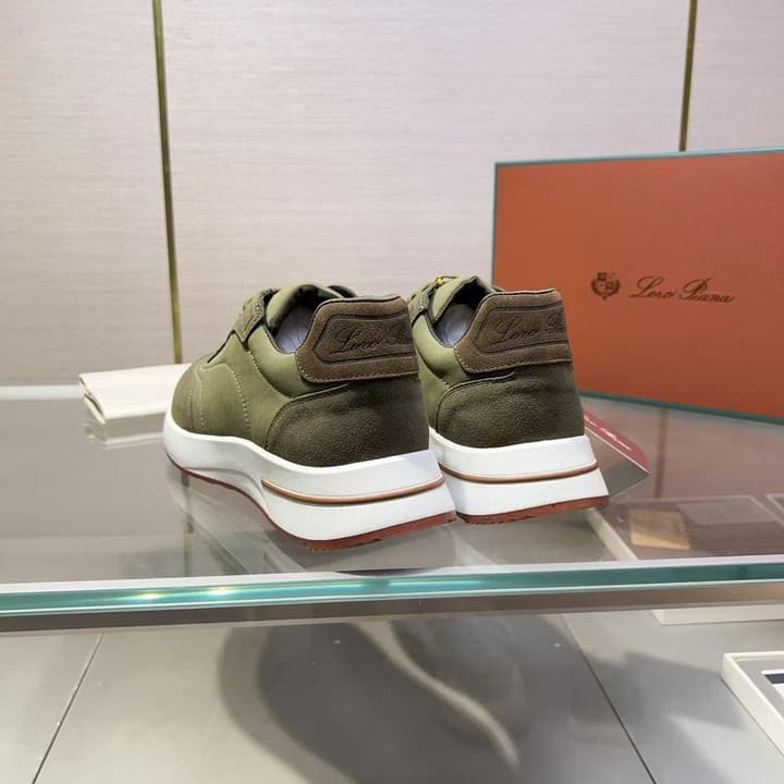 Loro Piana Umbrella Fabric and Suede Walking Shoes in Black