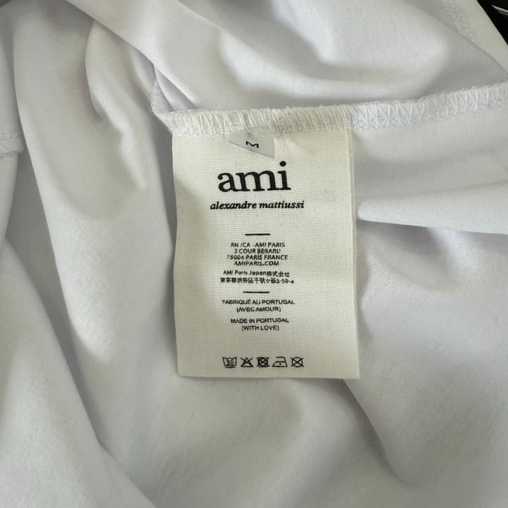 AMI Paris Small Logo Embroidered Cotton T-Shirt in Classic Black