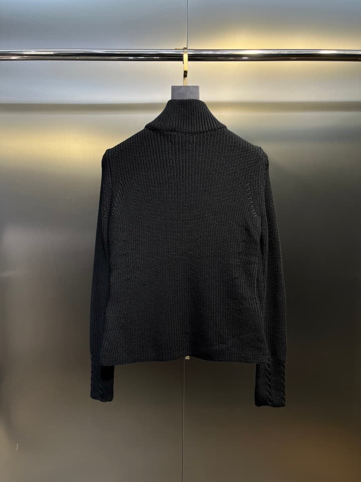 Moncler Lapel Patchwork Wool Down Jacket – 25FW in Black