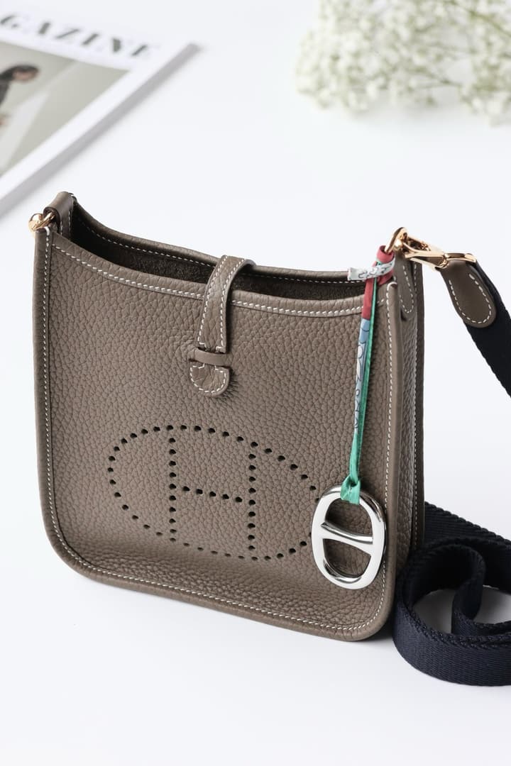 Hermès Evelyne 16 Mini Crossbody Bag in Etoupe With Gold Hardware