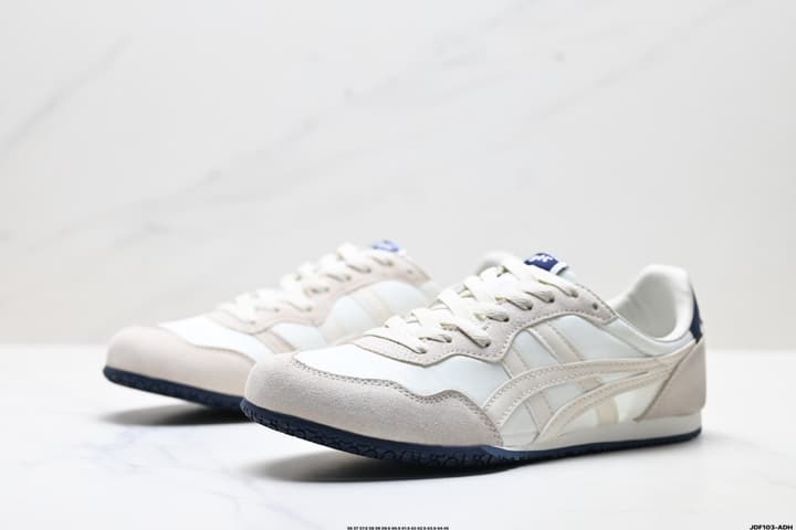 Onitsuka Tiger Serrano Nylon Retro Sneakers in Blue With White Stripes
