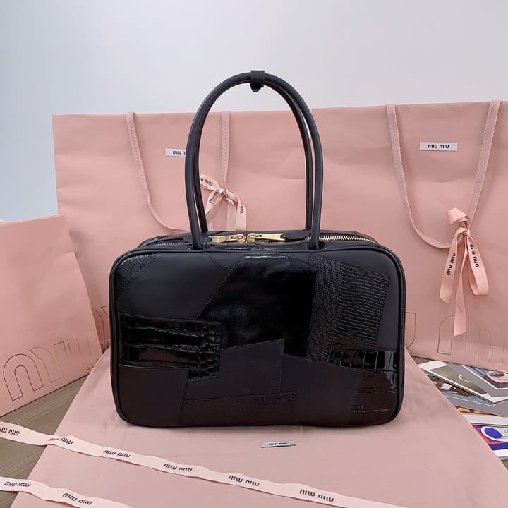 Miu Miu Patchwork Briefcase in Brown Patchwork