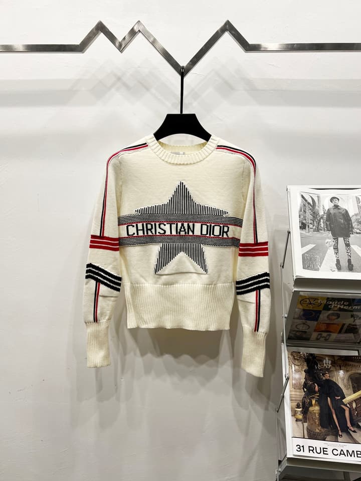 Dior x Peter Doig Ski Series Sailor Collar Knit Sweater – 23FW in Grey
