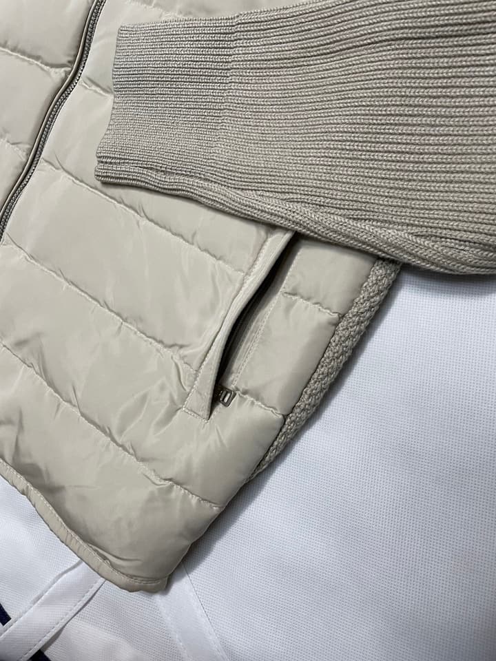 Moncler Men's Knit Down Spliced Jacket – New Collection in Beige