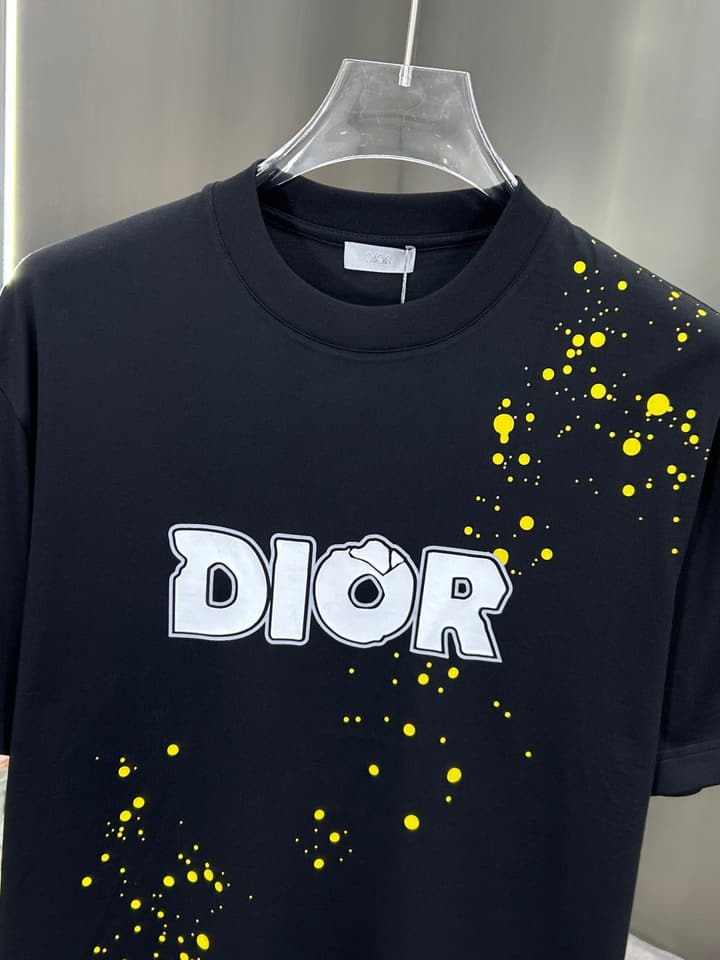 Dior 3D Logo High-Count Cotton T-Shirt – 2026SS in Black With Blue Graffiti Logo